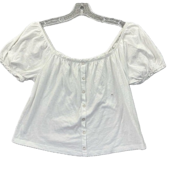 WHITE - AE Puff sleeve top with buttons - Picture 2 of 2